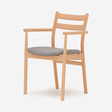 SOUP Collection | Alpha Oak Dining Armchair with Grey Fabric Cushion Seat