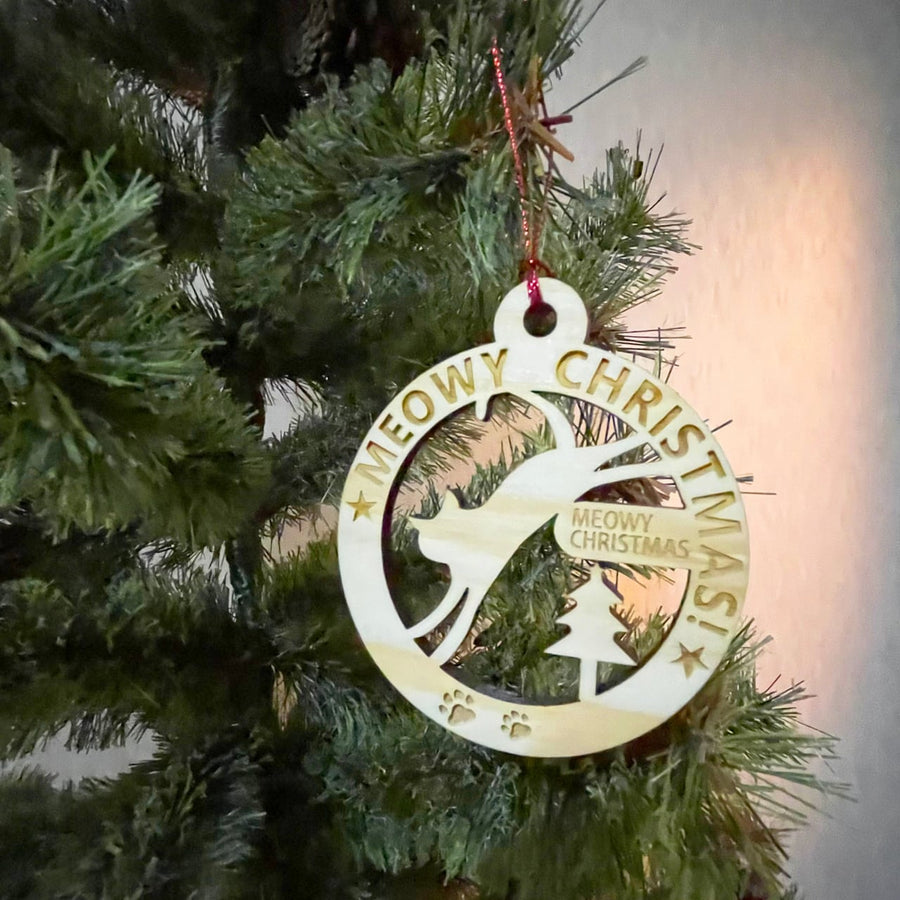 Cedar Christmas Ornament - MEOWY