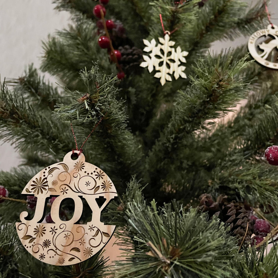 Cedar Christmas Ornament - JOY