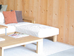 BAREFOOT Canvas Ottoman | Pine Wood