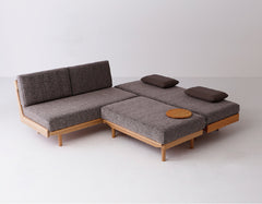 Geppo Progress Two Seater Sofas Leisure Set | Oak Wood