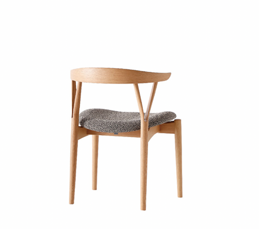 SCOP PEACE Fabric Cushioned Dining Chair | Oak Wood