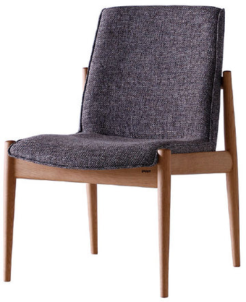 Geppo Seed Fabric Cushioned Armless Chair | Oak Wood