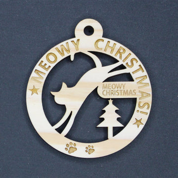Cedar Christmas Ornament - MEOWY