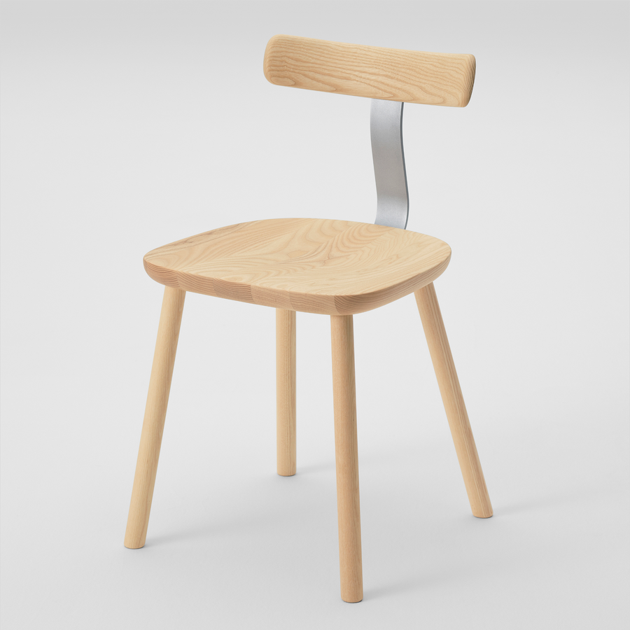 T-Chair with Silver Steel | Ash White Wood