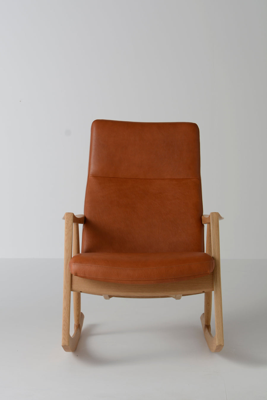 White Wood Rocking Chair | Leather