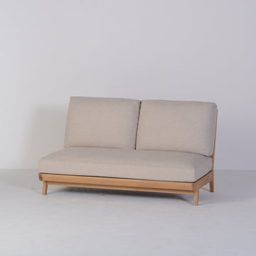 White Wood CARVE Armless Sofa | Fabric