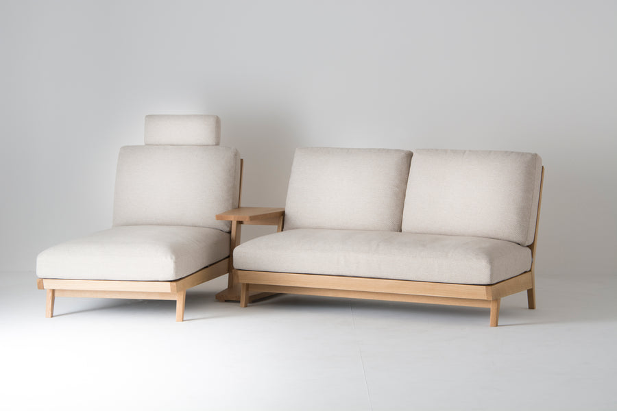 White Wood CARVE Couch Sofa | Fabric