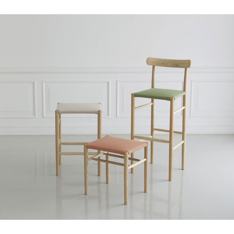 Lightwood Stool Mid/High | Fabric Cushion Seat