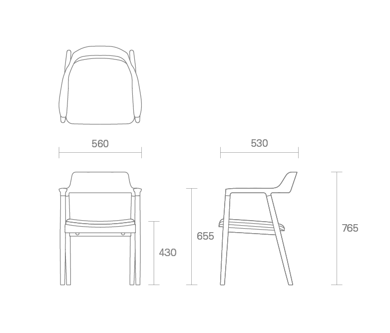 Hiroshima Arm Chair | Fabric Cushioned Seat Dining Chair | Oak Wood