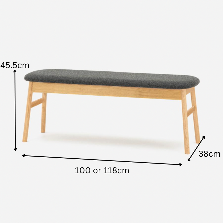 SOUP Collection | Bench with Dark Grey Fabric Seat