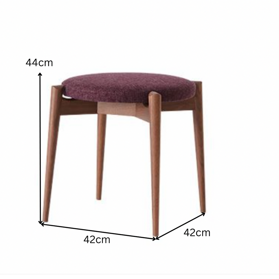 Forms Fabric Cushioned Stackable Stool | Walnut Wood