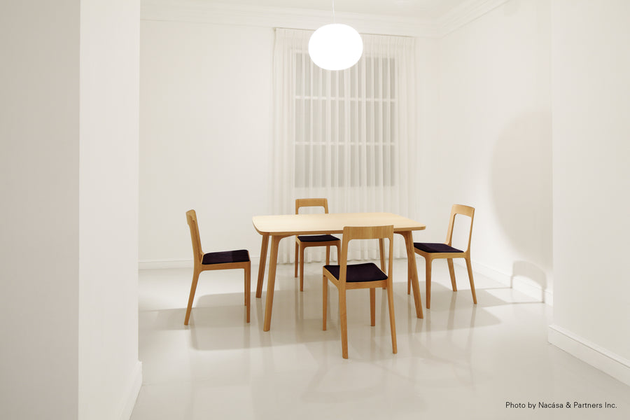 Hiroshima Armless Chair | Leather Cushioned Seat | Beech Wood