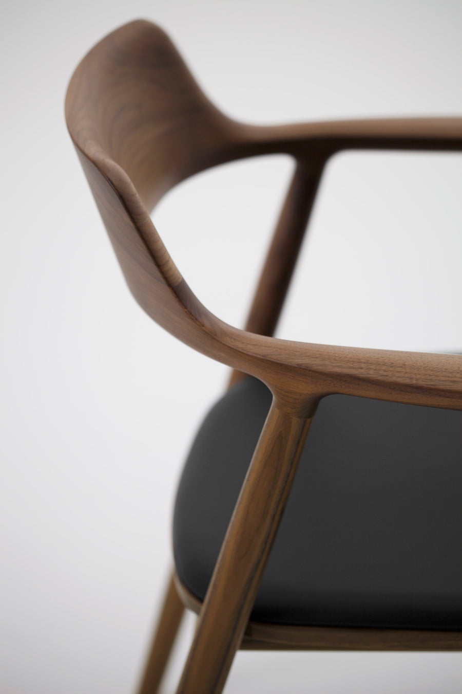 Hiroshima Arm Chair | Leather Cushioned Seat Dining Chair | Walnut Wood