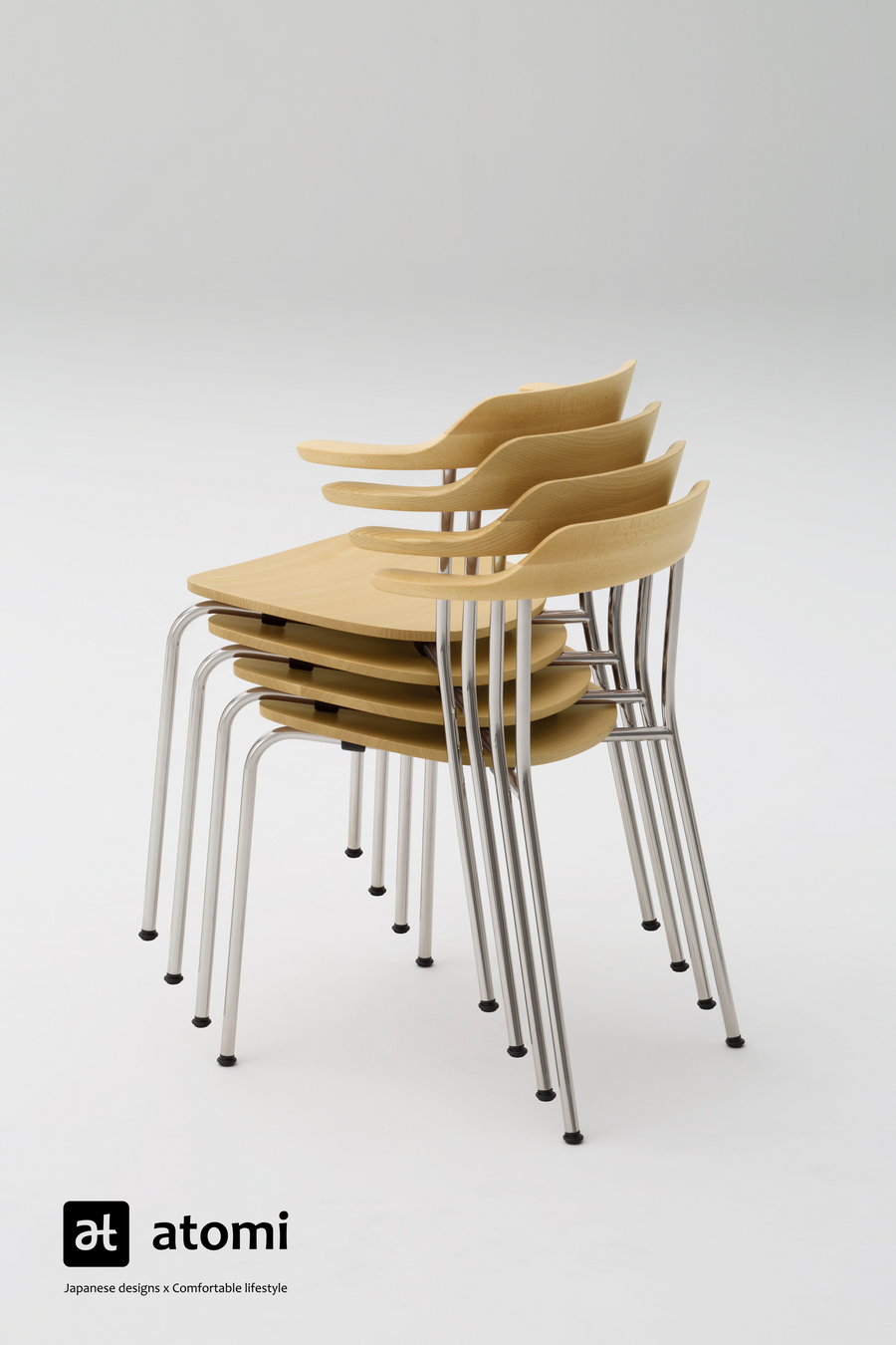 Hiroshima Stackable Arm Chair - Beech - atomi shop