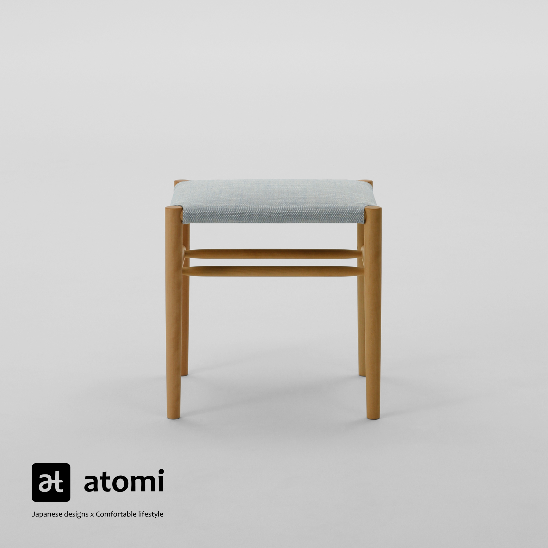 Lightwood Dining Stool | Fabric Cushion Seat – atomi pte ltd