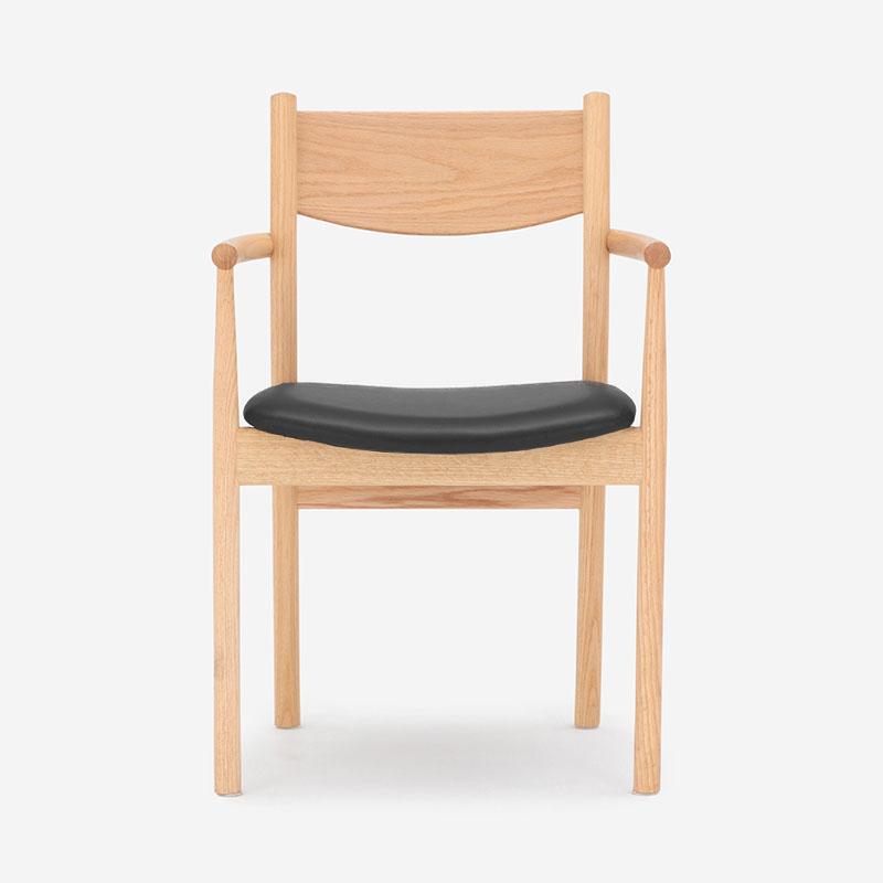 SOUP Collection | Beta Oak Dining Armchair with Black Natural Leather Seat