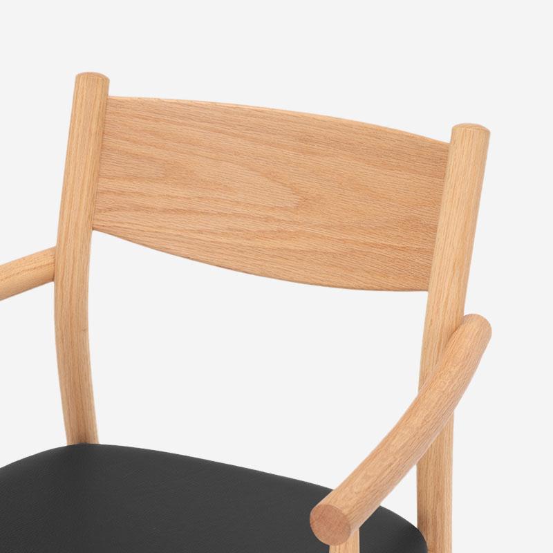 SOUP Collection | Beta Oak Dining Armchair with Black Natural Leather Seat