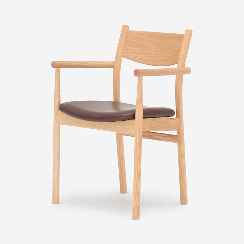 SOUP Collection | Beta Oak Dining Armchair with Brown Natural Leather Seat