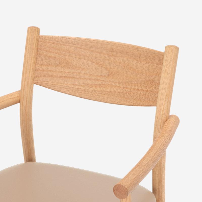 SOUP Collection | Beta Oak Dining Armchair with Beige Synthetic Leather Seat