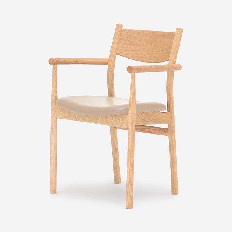 SOUP Collection | Beta Oak Dining Armchair with Beige Synthetic Leather Seat