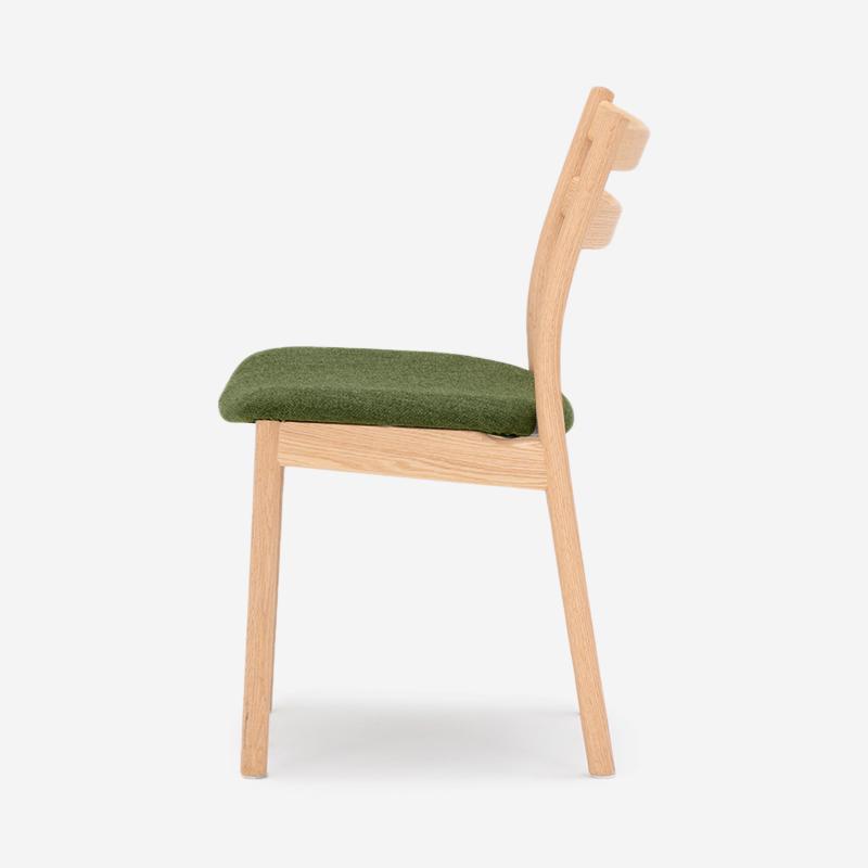 SOUP Collection Alpha Walnut Dining Armless Chair | Green Fabric Cushion Seat