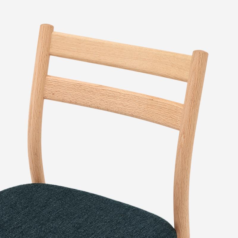 SOUP Collection | Alpha Oak Dining Armless Chair with Denim Blue Fabric Cushion Seat