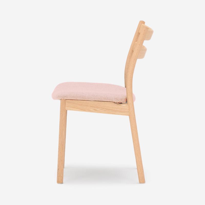 SOUP Collection | Alpha Oak Dining Armless Chair with Pink Fabric Cushion Seat