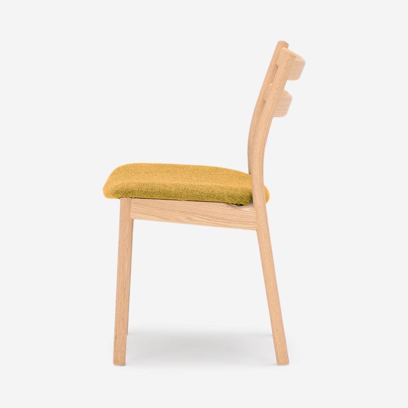 SOUP Collection | Alpha Oak Dining Armless Chair with Mustard Yellow Fabric Cushion Seat