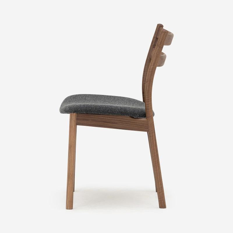 SOUP Collection | Alpha Walnut Dining Armless Chair with Charcoal Grey Fabric Cushion Seat