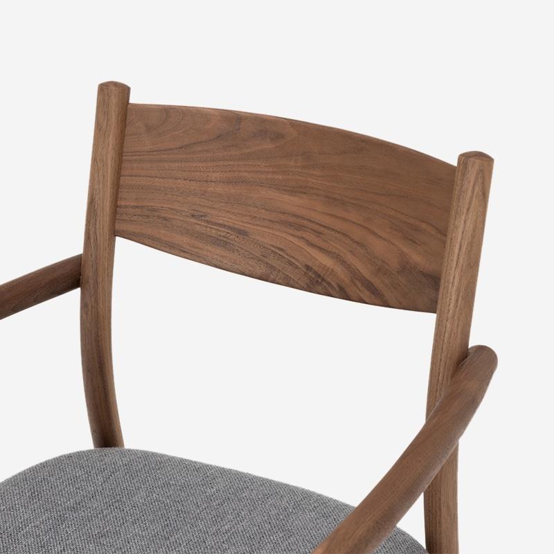 SOUP Collection | Beta Walnut Dining Armless Chair with  Green Fabric Cushion Seat