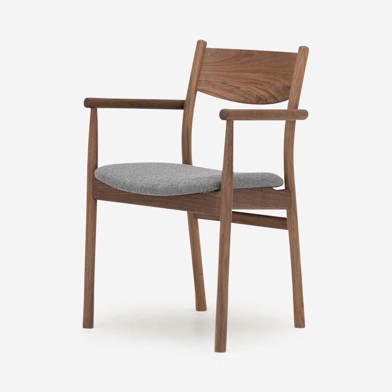 SOUP Collection | Beta Walnut Dining Armchair with Grey Fabric Cushion Seat