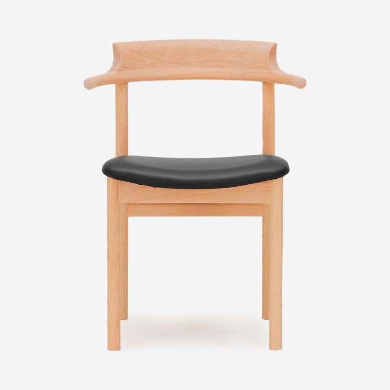 SOUP Collection | Gamma Oak Dining Armchair with Natural Leather Seat (Black)