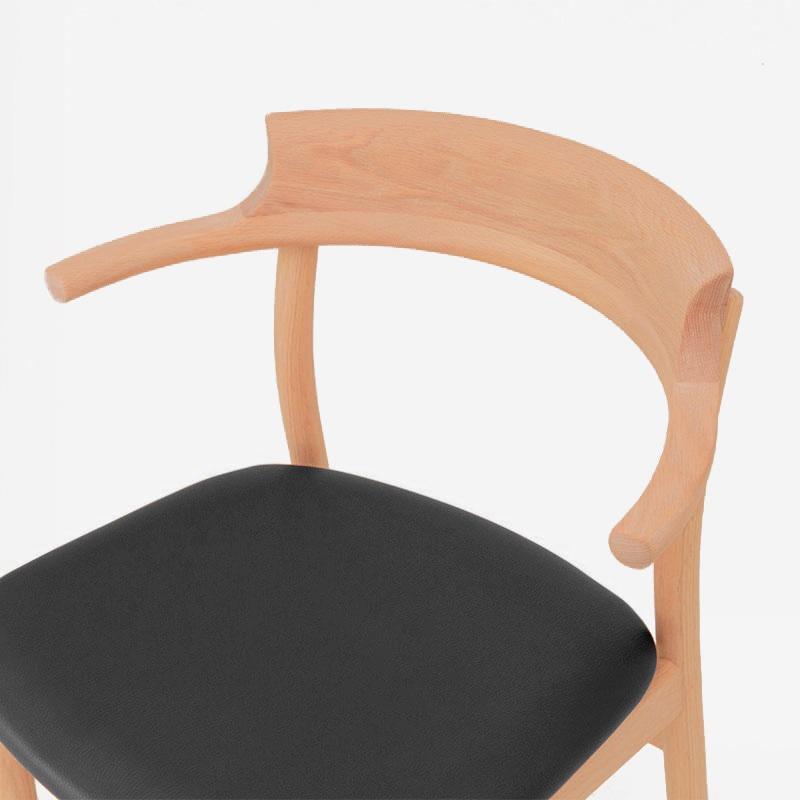 SOUP Collection | Gamma Oak Dining Armchair with Natural Leather Seat (Black)