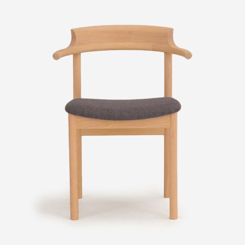 SOUP Collection | Gamma Oak Dining Armchair with Cocoa Brown Fabric Cushioned Seat