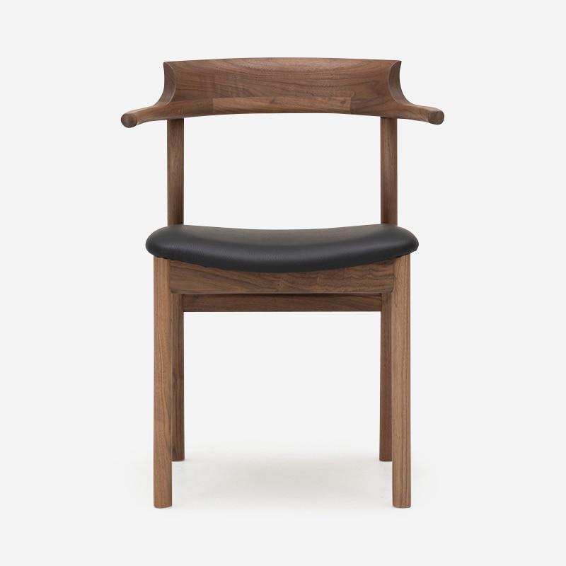 SOUP Collection | Gamma Walnut Dining Armchair with Black Leather Seat