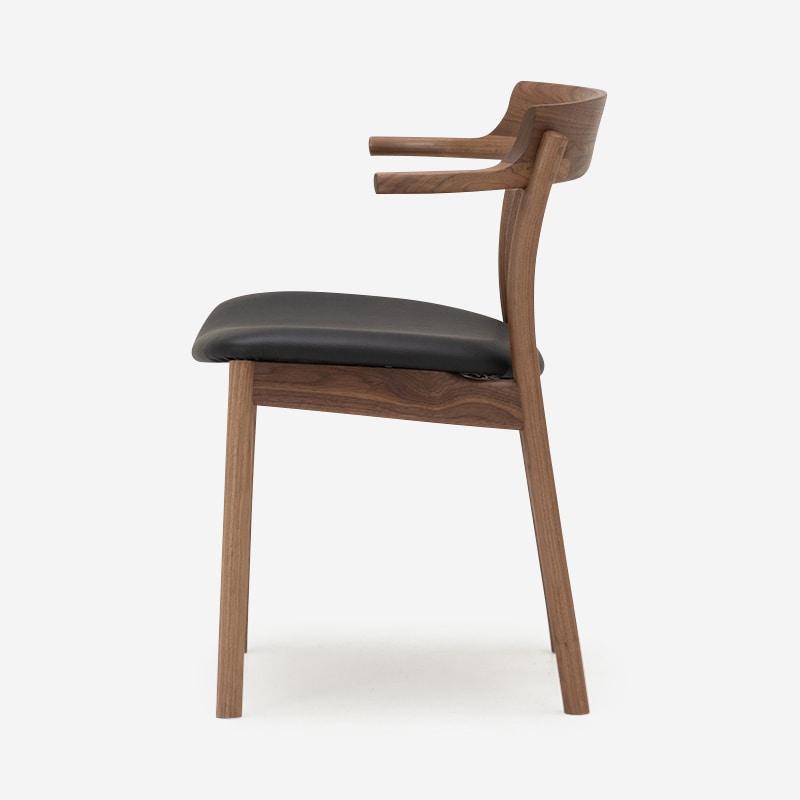 SOUP Collection | Gamma Walnut Dining Armchair with Black Leather Seat