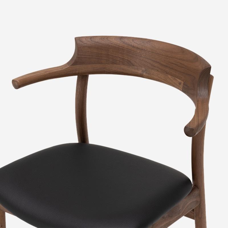 SOUP Collection | Gamma Walnut Dining Armchair with Black Leather Seat