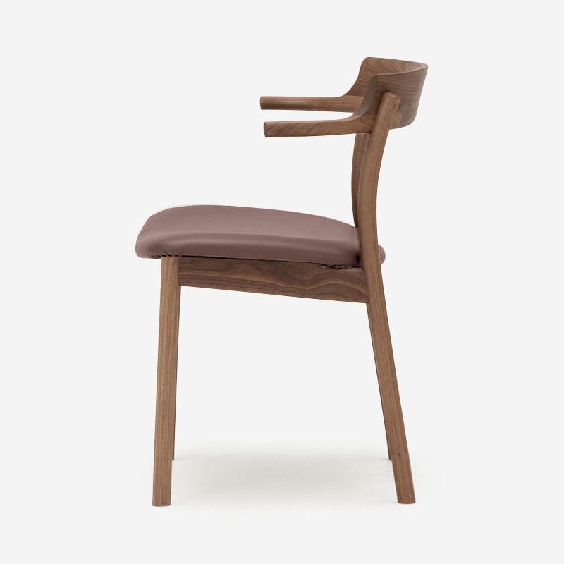 SOUP Collection | Gamma Walnut Dining Armchair with Natural Leather Seat (Brown)
