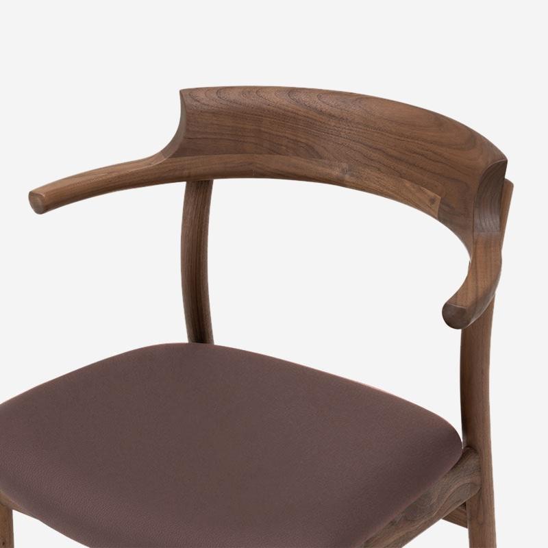 SOUP Collection | Gamma Walnut Dining Armchair with Natural Leather Seat (Brown)