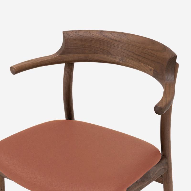 SOUP Collection | Gamma Walnut Dining Armchair with Natural Leather Seat (Camel)