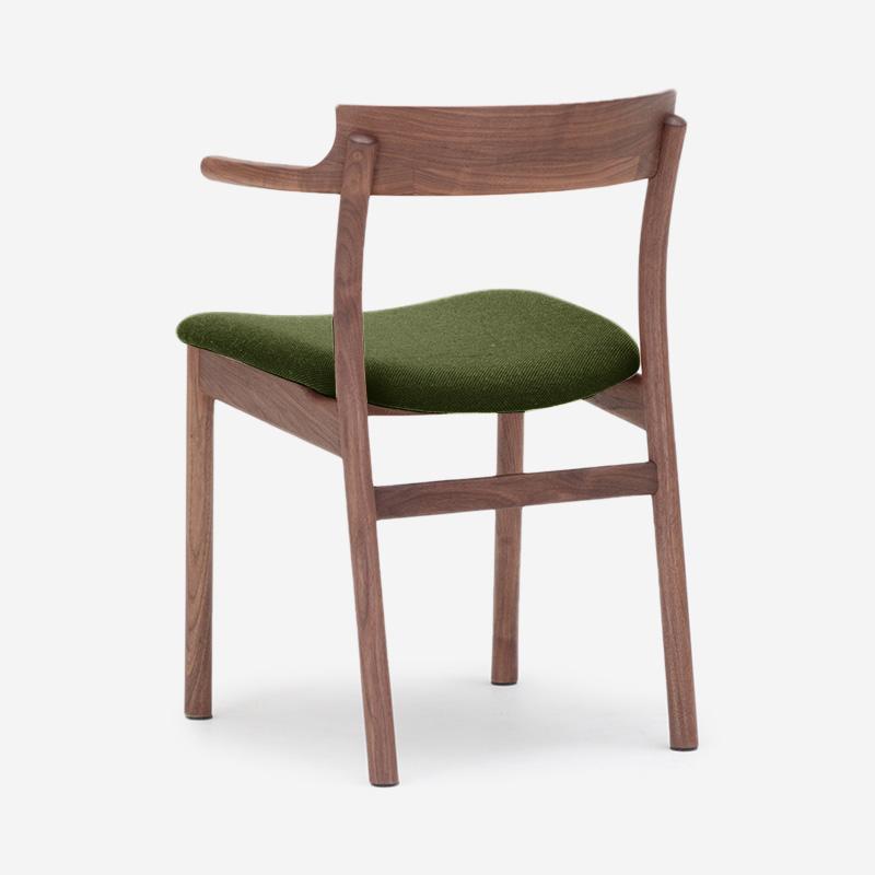 SOUP Collection | Gamma Walnut Dining Armchair with Green Fabric Cushioned Seat