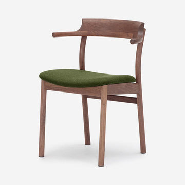 SOUP Collection | Gamma Walnut Dining Armchair with Green Fabric Cushioned Seat