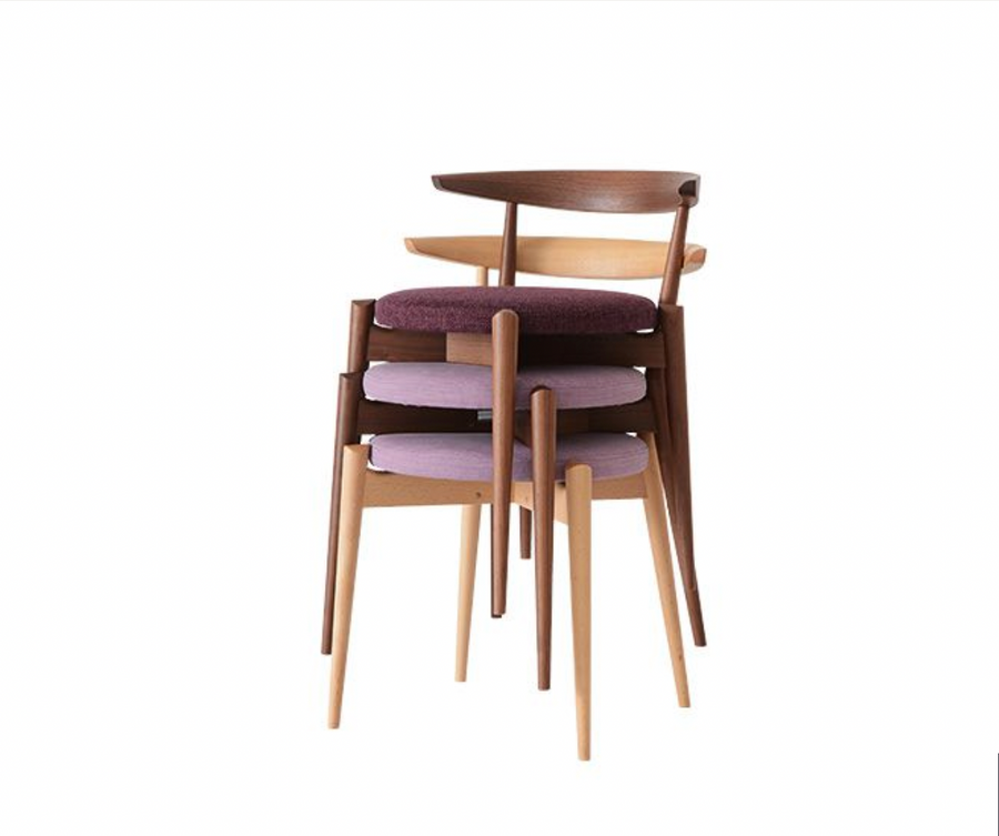 Forms Fabric Cushioned Stackable Dining Chair | Oak Wood