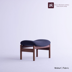 Chorus Fabric Lounge Stool | Walnut Wood