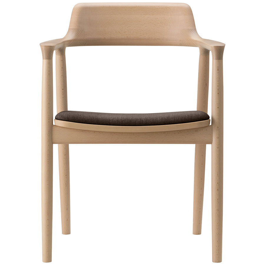 Hiroshima Arm Chair | Fabric Cushioned Seat Dining Chair | Beech Wood