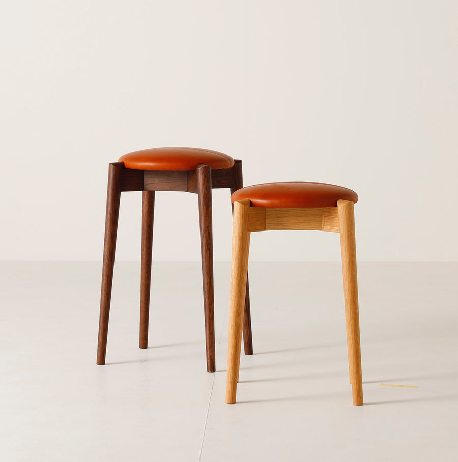 White Wood TOY Stacking Stool | Leather Seat