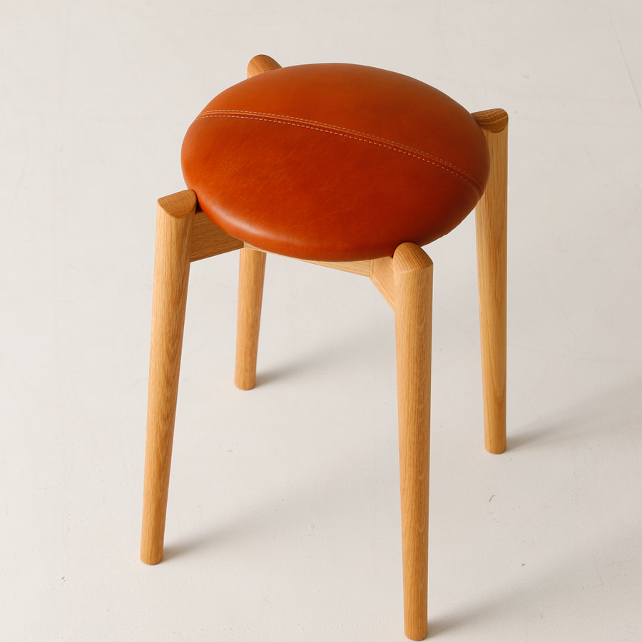 White Wood TOY Stacking Stool | Leather Seat
