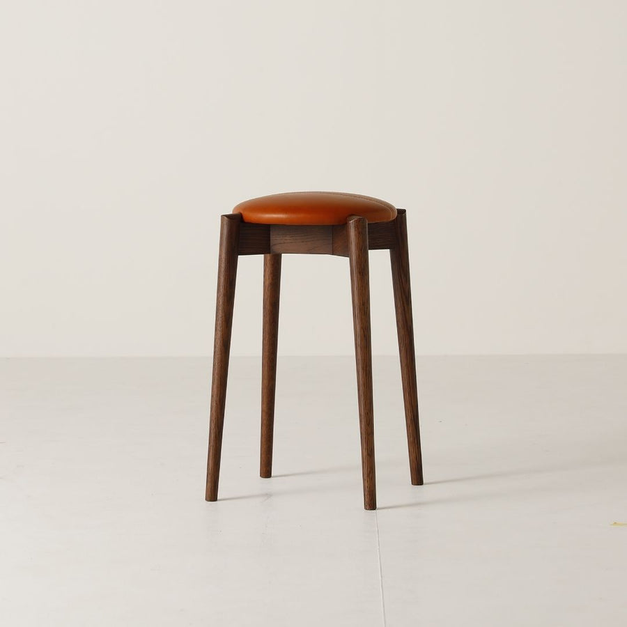 White Wood TOY Stacking Stool | Leather Seat